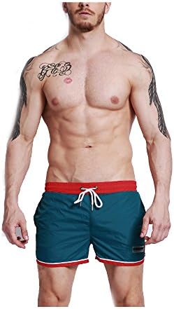 GARQEN Mens Patchwork Sweatpants Summer Board Beach Swimming Shorts Jogger Boxers Male Swim Trunks Dark Blue XXXL