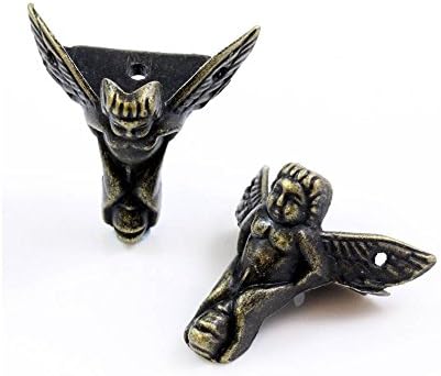 ANTIQUE BRASS CHEST CABINET LEGS BRACKETS CORNER ANGLE PLATE H086 (4)
