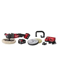 Milwaukee, 2738-22P M18, juego de pulidora con velocidad variable de 7", con combustible, con almohadillas