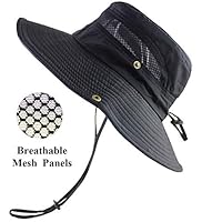 TUSFTAY Sunscreen Hat Cooling Hat Ice Cap Sun Hat for Men/Women, Fishing Hat with UPF 50+ UV Protection Wide Brim Bucket Hat Breathable Packable Boonie Hat (S- Black)
