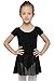Girls' Dance Leotard Ruffle Short Sleeve by Mdnmd ,Black,(Tag 120) Age 4-6