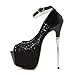 getmorebeauty Women's stripper Heels Sandals Lace Flower Strappy Hollow stiletto High Heels