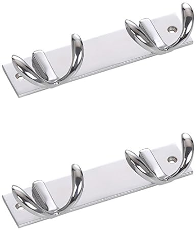 Abyss Steel Hook Set, Multi-Purpose Bathroom Hook Rails/Hanger Premium Quality Double Pin Cloth Hanger Hooks Set for Door, Wall, Kitchen, Bathroom, Hooks for Hanging Clothes,Towels, Keys, Bags