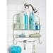 mDesign Extra Wide Metal Wire Bathroom Tub and Shower Caddy, Hanging Storage Organizer Center with Built-in Hooks and Baskets on 2 Levels, Rust Resistant - Satin