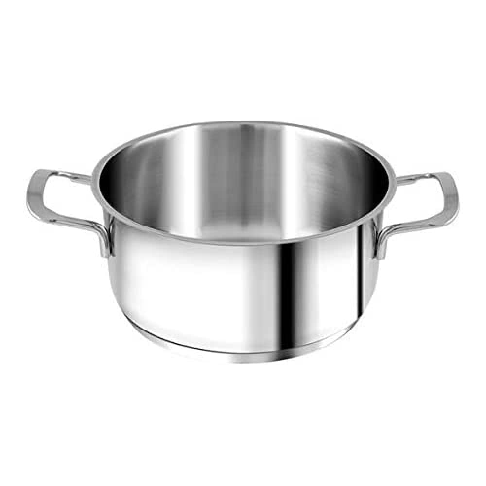 H&H Elodie Casserole with Induction Bottom, 2 Handles, Stainless Steel, 18 cm