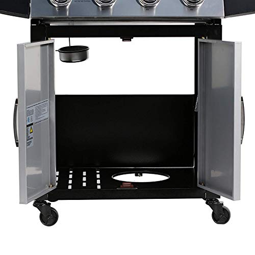 MASTER COOK 4-Burner Cabinet Liquid Propane Gas Grill- Stainless Steel 36000BTU 400 sq.in. Cooking Area Porcelain Grill Grate