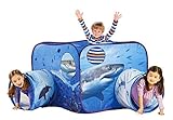PLAY 10 Kids Play Tunnel Tent with Pop Up Design 2 Connected Tunnels Crawling and Fun Seaworld Inspired Shark Tent