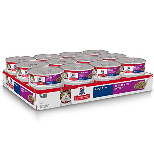 Hill's Science Diet Wet Cat Food, Adult 7+, Savory Beef Entrée, 5.5 oz