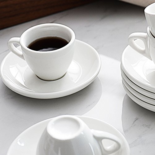Sweese 401.001 6-teilig Espressotassen Set aus Porzellan, Dickwandige Kaffeetassen mit Untertasse, 75 ml – Bild 2