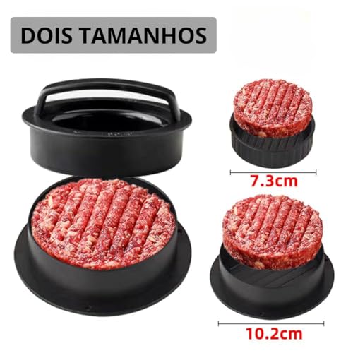 Forma De Hambúrguer 3 em 1 Modelador De Hamburguer 12,3cm x 10,5cm Base Removível Facil De Usar e Limpar hamburguer Artesanal Caseiro Churrasco
