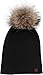 Marino Slouchy Beanie Hat for Women –Warm Winter Hat- Cashmere Blend - Rabbit Fur Pompom