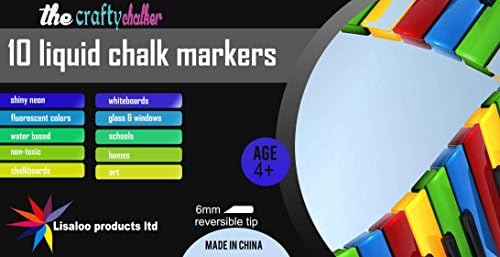 The Crafty Chalker,10 Premium Chalk Markers ,Best for Art and Craft,8 Neon Liquid Colors + Black & White Pens,Blackboard Marker for Office Bistro Classroom, Erasable non-toxic Marker 100% Guarantee..