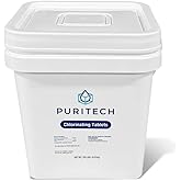 Puri Tech Pool Chemicals 3‑Inch Stabilized Chlorine Tablets for Swimming Pools - Individually Wrapped, Slow‑Dissolving, Long‑Lasting Pool Sanitizer - 90% Available Chlorine - Tri-Chlor - 20 Pounds