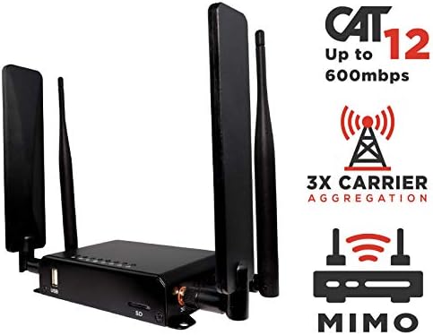 4g LTE+ Advanced OpenWRT Cat12 Unlocked Sim Router Modem with 3X Carrier Aggregation Preconfigured for use on The T-Mobile Network & Compatible with AT&T