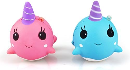 LOVERLY 2 Pack Soft Unicorn Squishies Slow Rising Jumbo Squeeze Toy,Squishy Charms Stress Reliever Squeeze Toy Gift,Squishy Charms Cream Scented Toys,Phone Charm Straps Decorative Props