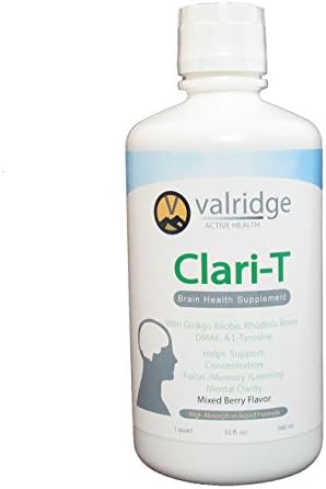Clari-T Nootropic Brain Health Supplement by Valridge - Higher liquid absorption for better results to improve your Focus, Memory & Mood - 30 Day Supply - Money Back Guarantee.
