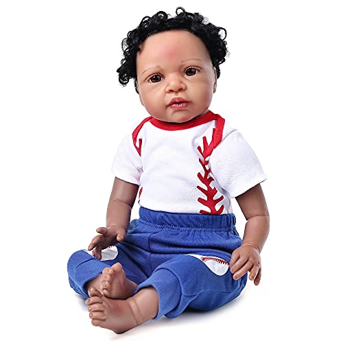 CHAREX Realistic Reborn Baby Dolls Black African American Boy Dolls 22