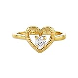 18K Gold Plated Clear Crystal Heart Love Baby Rings for Girls