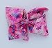 Jojo Siwa Bow Large Signature Collection - Pink Rainbow with Unicorns and Hearts Silhouettes w/Rhinestone Center