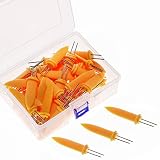 Aozer 60 Pieces Stainless Steel Corn Holders Corn On The Cob Holders Prong Forks With Storage Box For BBQ And Home Cooking,8.7cm