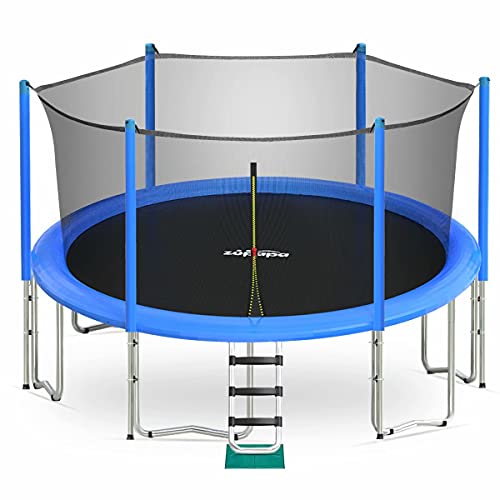 Zupapa 2021 Design 15ft 14ft 12ft 10ft Yard Trampoline with Safety Enclosure Ladder Jumping Mat