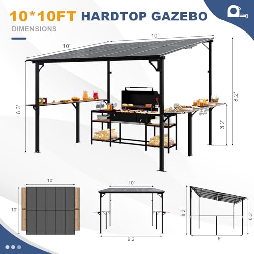 MEISSALIVVE 10' x 10' Wall Mounted Gazebo Review: Lean-To Grill Shelter with Side Shelf image 21