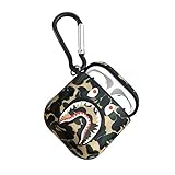Airpod Case Compatible Full Protective Luxury Soft Rubber Premium Quality Silicone TPU 2109 Fashion Key Chain Headphones KAWS Bearbrick Inspired (Green Camo Shk)