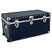 Seward Trunk Base Oversized Footlocker Trunk with Paper Lining, Interior Tray and Wheels, Navy Blue, 31-inch (SWD5531-61)