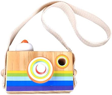 Funmo Kaleidoscope, Kaleidoscope Camera Cartoon Mini Wooden Camera Toy with Multi-prism Kaleidoscope Pictures Lens Portable Camera Kaleidoscope Toy for Children Toddlers（White）