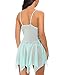 Ababoon Women Lingerie Lace Babydoll V neck Asymmetrical Sleepwear Strap Chemise,Green,X-Large