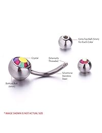 BodyJ4You - 18 anillos de ombligo de acero quirúrgico CZ para mujer, 18 unidades, paquete de 18 bolas de repuesto