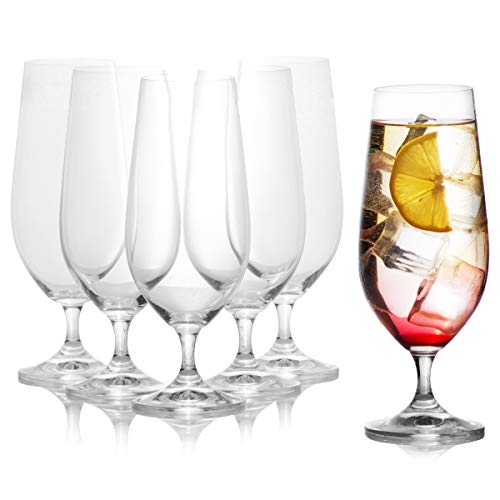 Pilsner Beer Glasses Set Of 6 - English Pub Beer Glass For Drinking Craft, Belgian, German British Beer - Half Pint 12.8oz, Elegant, Crystal & Stemmed - Thumbnail 3