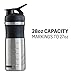 BlenderBottle Sport Mixer Stainless Steel Shaker Bottle, 28 oz, Black/Black