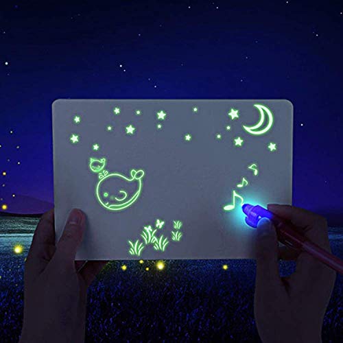 Farielyn-X Draw with Light-Fun Drawing Board Pad Tablet for Kids- Glow LED Child Sketchpad Funny Toys Doodstage Light Drawing Fun and Developing Toy Gift Luminous Drawing Board Set (L) - Thumbnail 7