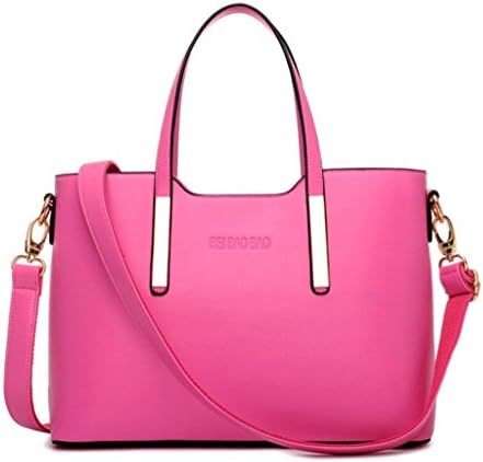 YouNuo Simple Euro Style Pure Color PU Leather Tote Shoulder Handbag for Women with Zipper Closure