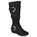 Journee Collection Womens Regular Sized and Wide-Calf Slouch Buckle Knee-High Microsuede Boot Black 9 Wide Calf