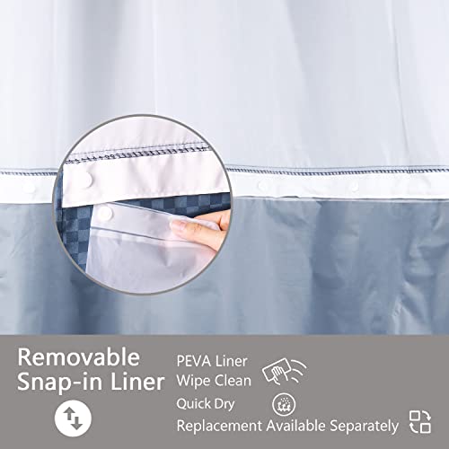 Lagute SnapHook Hook Free Shower Curtain with Snapin Liner & See Through Top Window Hotel
