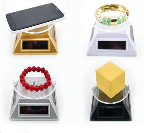 Whitesnowing Solar Powered Jewelry Phone Watch Rotating Display Stand