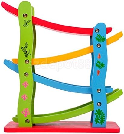 Wooden Car Slide Toy Zig Zag Click Clack Race Track Slider Child Kids Play