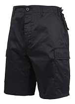 Rothco Men's Ultra Force Military Style BDU Combat Shorts, Black, Small Regular (Waist:27