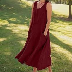 Women's Summer Cotton Linen Long Dress Sleeveless