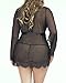 Lalagen Women's Lace Sexy Plus Size Lingerie Sleepwear Robe G-string Set black XL