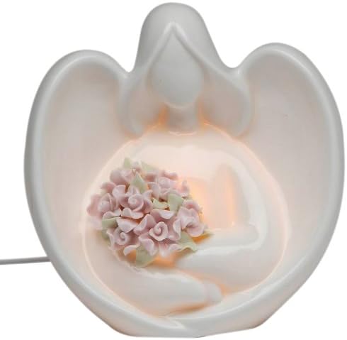 Appletree Design Angel with Flowers, Lighted, 5-5/8-Inch Tall, Includes Light Bulb and Cord