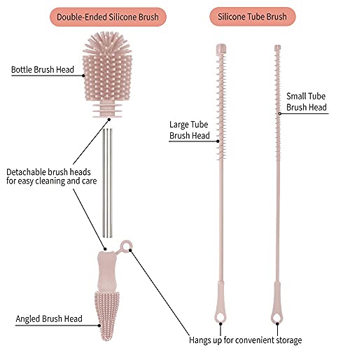 haakaa Silicone Cleaning Brush Kit Blush Scrub Brush for Breast