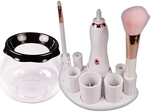 Electric Makeup Brushes Cleaner Dryer Automatic 360 Degree Spin Technology Fast Cleaning Bacteria Dirt Girl Essential Portable,White