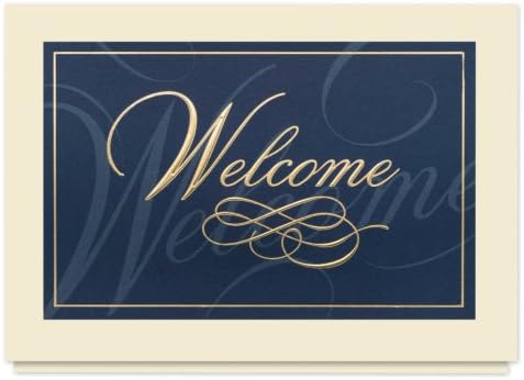 Classically Elegant Welcome Card - 25 Premium Welcome Cards with Foiled-lined Envelopes