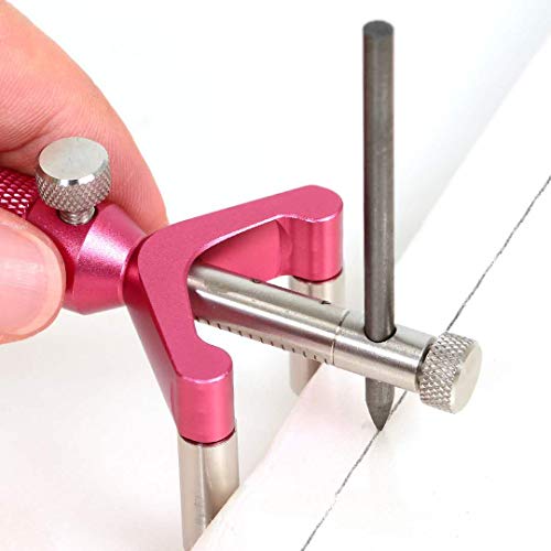 Newkiton Wheel Marking Gauge Curve Scriber with Micro Adjust Function, 1 Bearing Wheel Cutter, 1 Locked Wheel Cutter, 1 Metal Marking Pen, 10 Marking Pencils, 1 Screwdriver Included