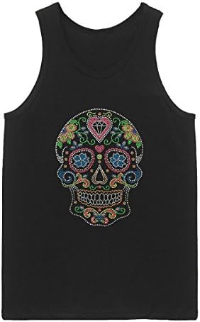Sugar Skull Rhinestone Tank Top Plus Size Unisex Bling Bling Top (2X-Large)