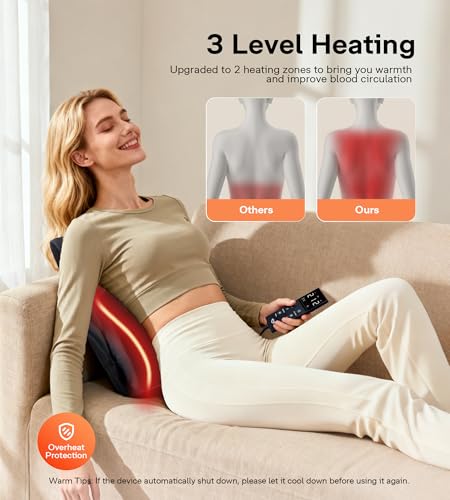 ALLJOY Shiatsu Neck Massager with Heat, 3D Back Massager Massage Cushion for Neck, Shoulders, Back, Legs, Gift for Mum, Dad, Women, Men