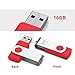 MOSDART USB2.0 16GB Flash Drive, Swivel Design with LED Indicator, Keychain Loop, FAT32 Memory Stick for Data Storage, Red(Pack of 10)